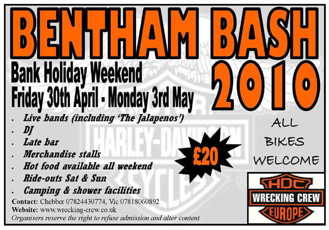 Click to download printable Adobe .pdf version of 2010 Bentham Bash Flyer - printout and stick it up in your pub or club