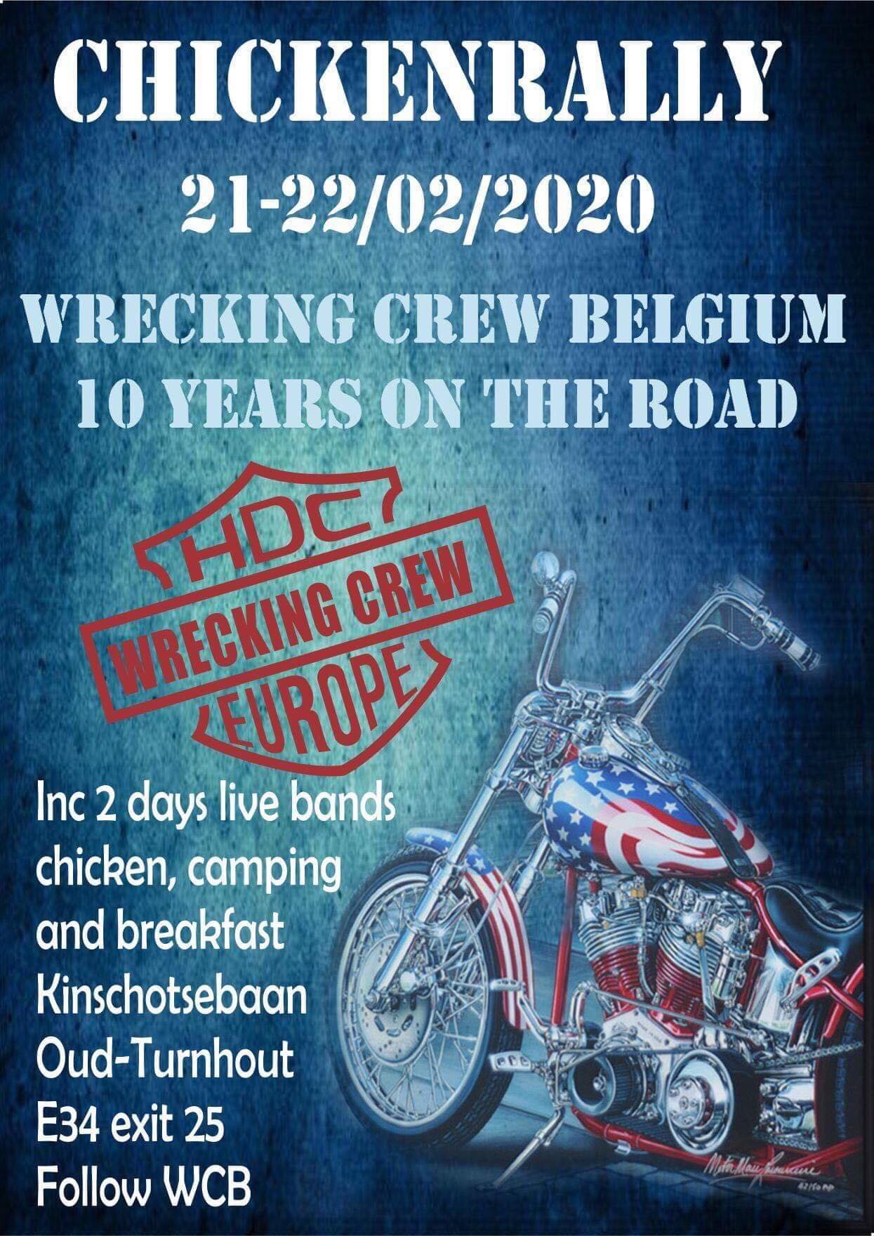 Click to download .jpg version of 2020 Chicken Rally Flyer - printout and stick it up in your pub or club